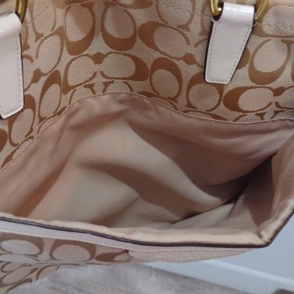 COACH Signature Khaki Jacquard Tote Handbag - Picture 10 of 13